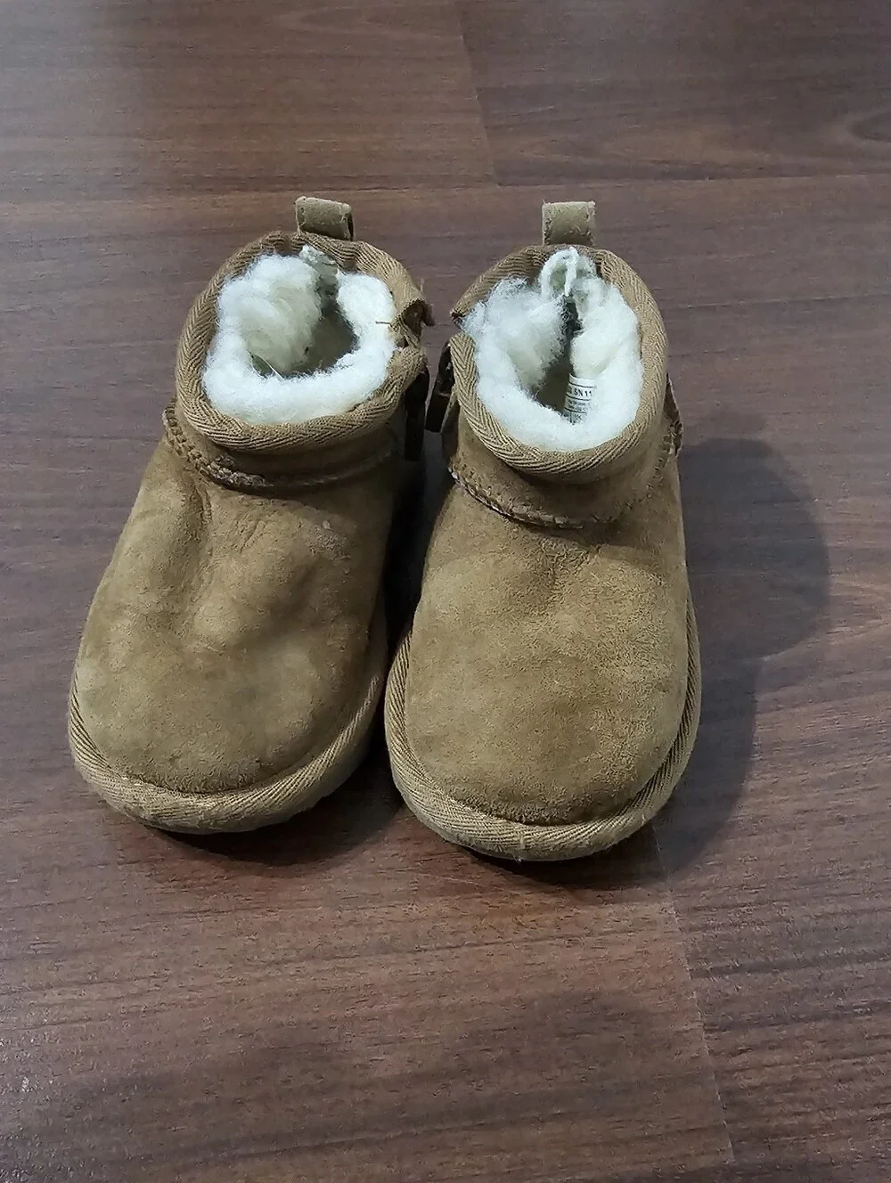 UGG Toddler Suede Shearling Booties - Tan